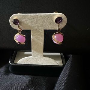 Vintage Amethyst and Pink Stone Earrings